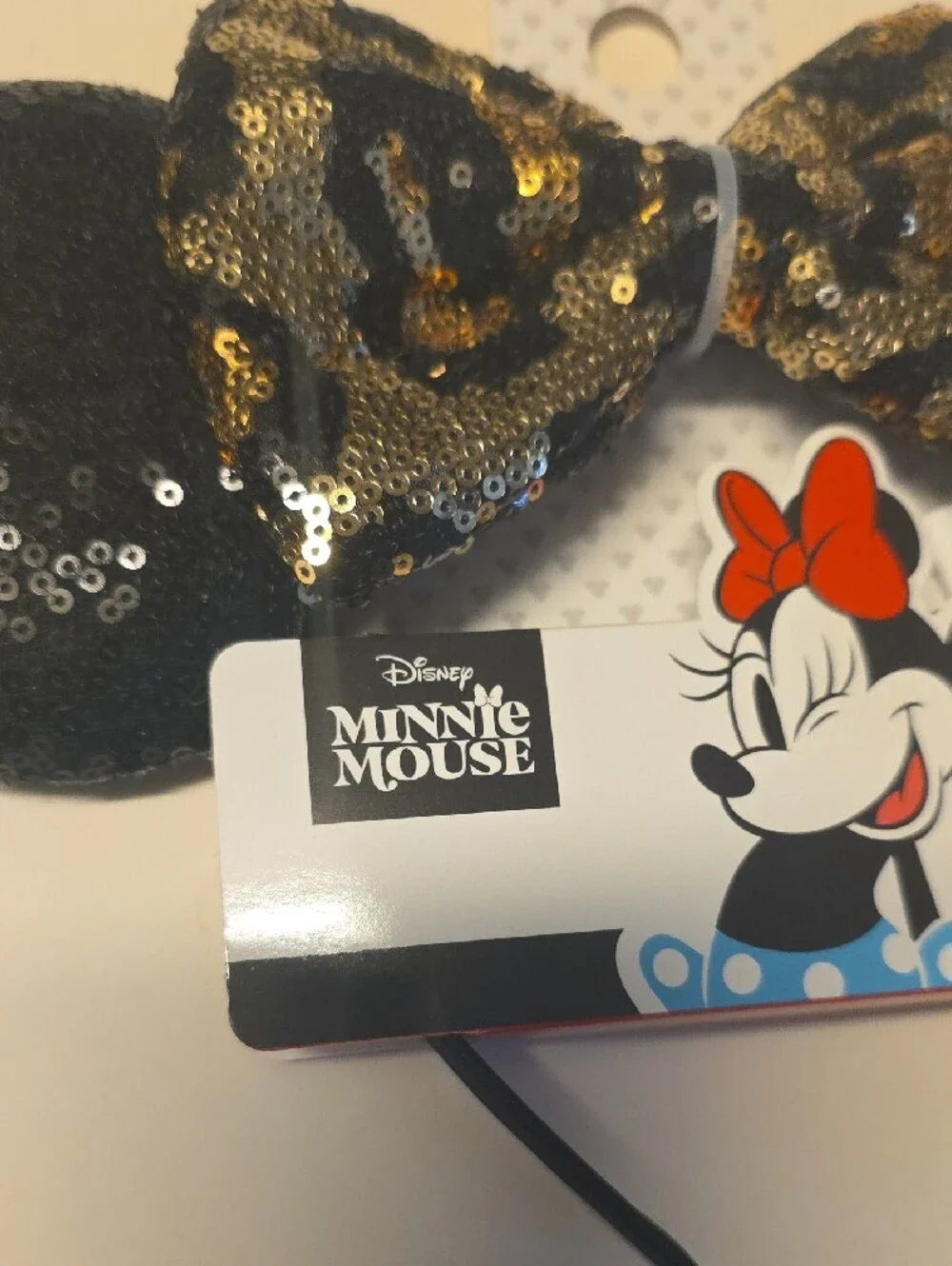 Disney Minnie Mouse Kids Sequin Ear Headband - Black & Gold